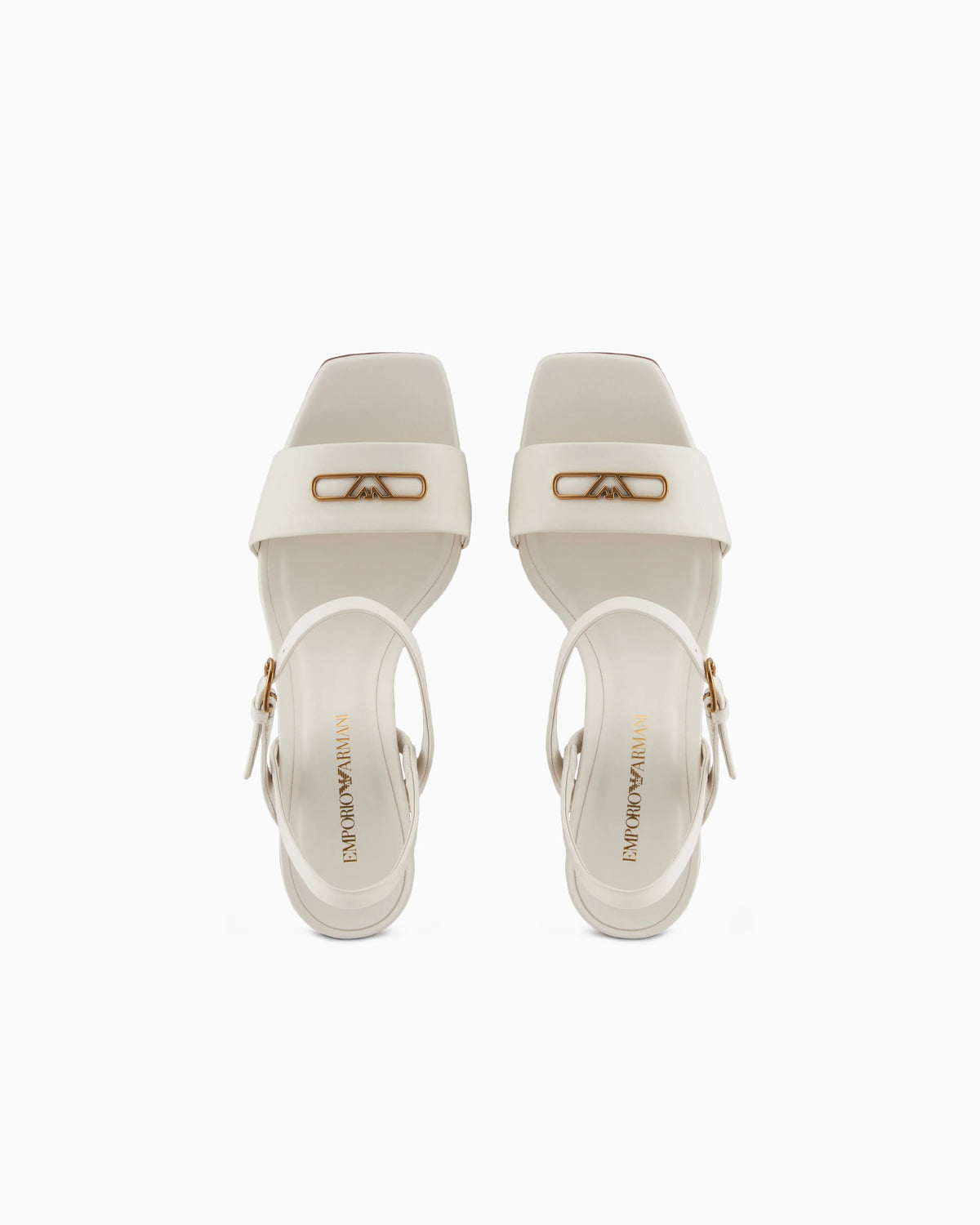 Nappa-leather heeled sandals with eagle plate