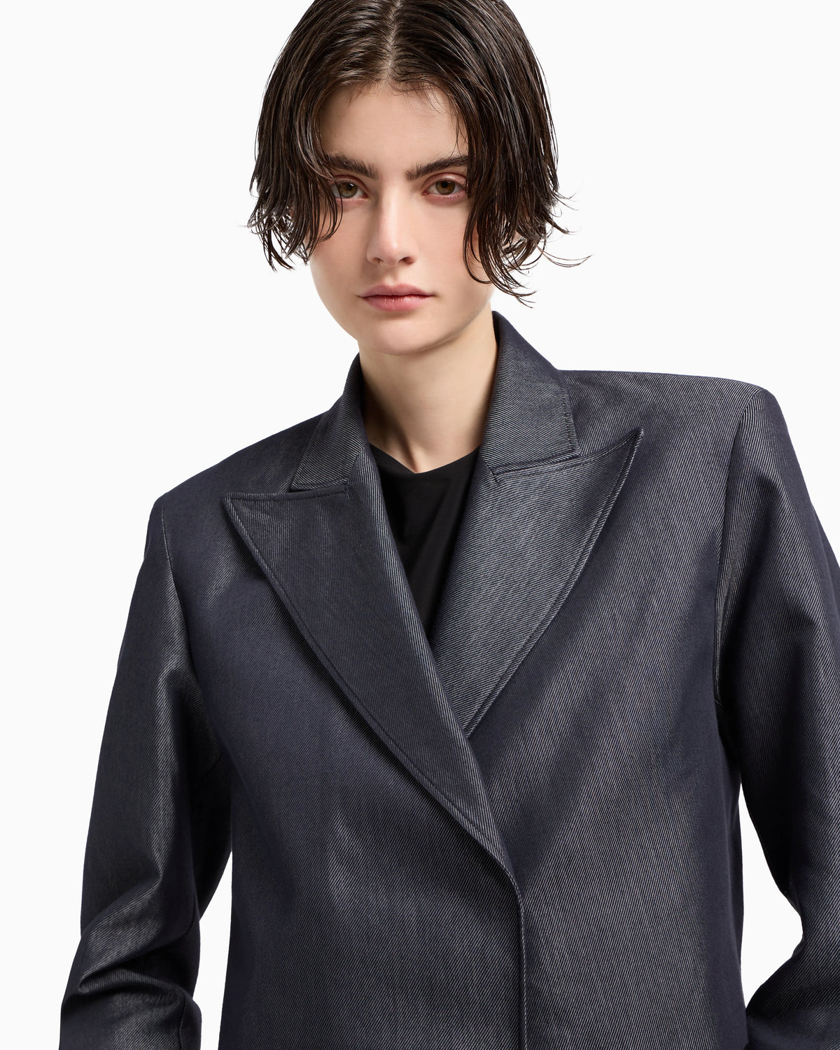 Polygon capsule collection yarn-dyed gabardine bolero