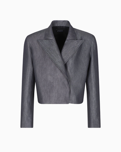 Polygon capsule collection yarn-dyed gabardine bolero
