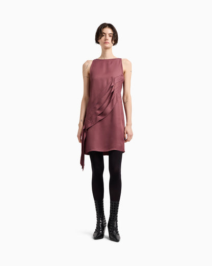 Polygon capsule collection dress with satin-fringed details