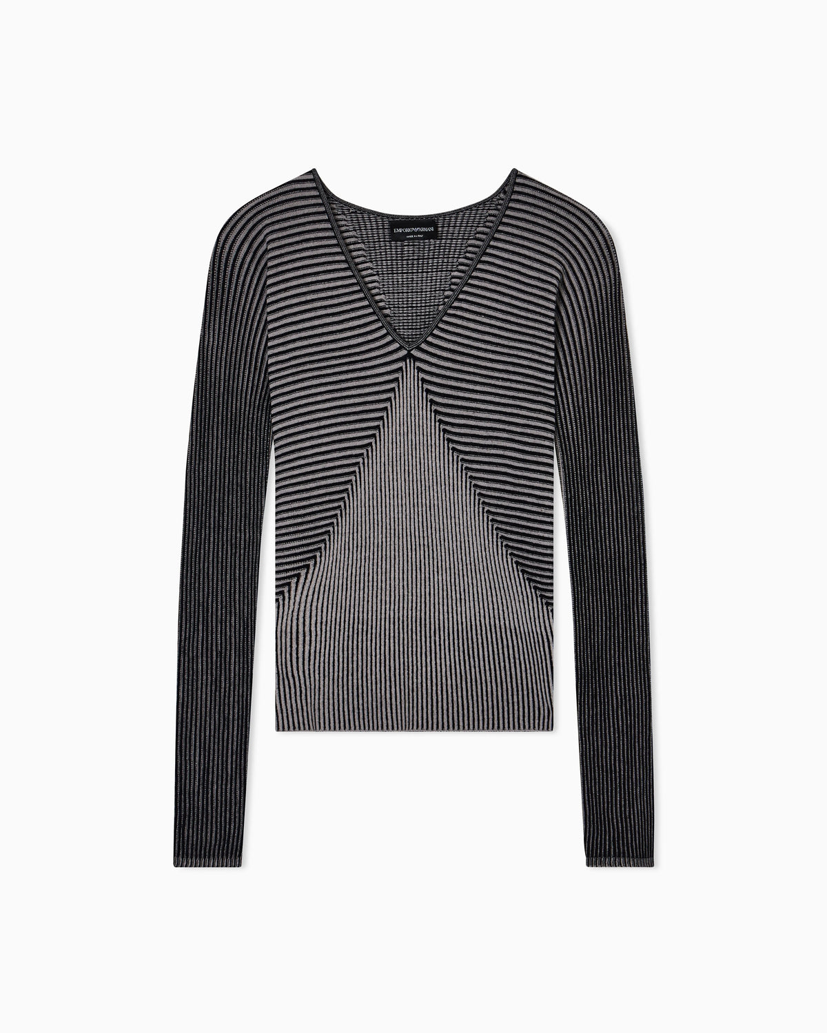 V-neck jumper with striped links-stitched details