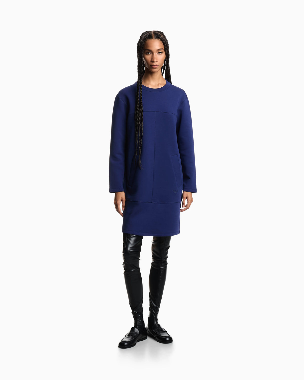 Double jersey crew-neck dress