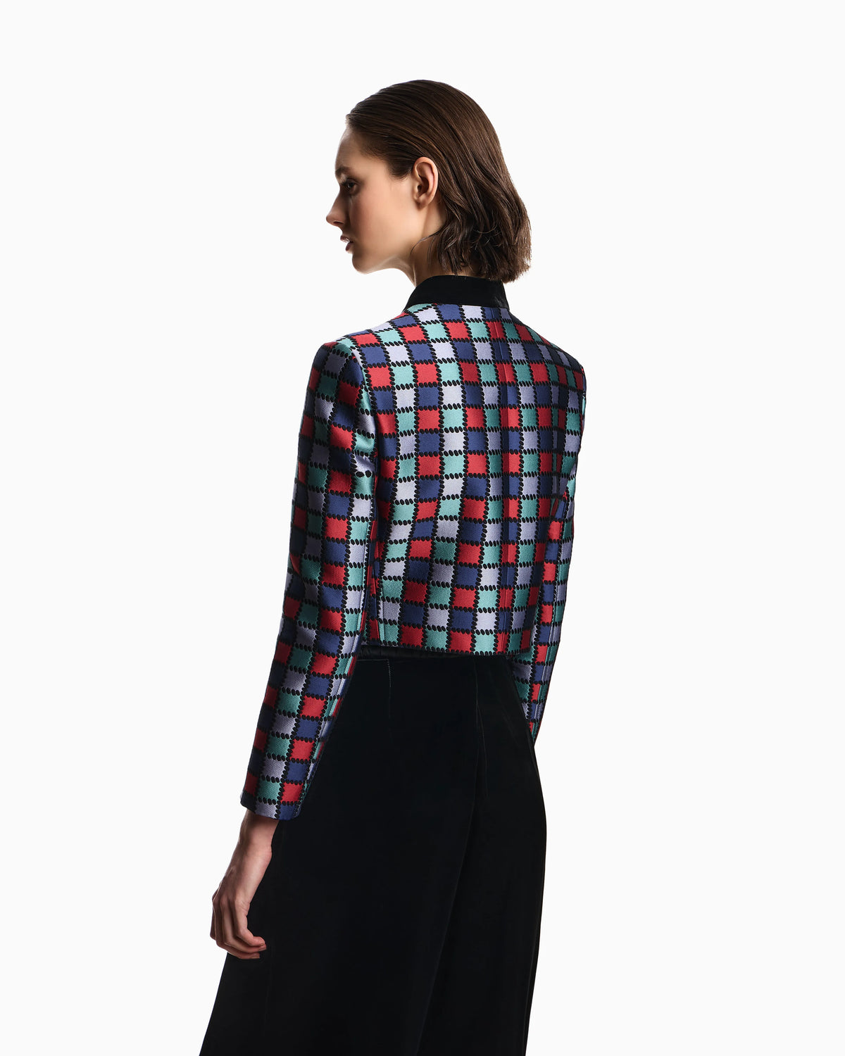 Jacket in a jacquard wool-blend with an all-over check motif