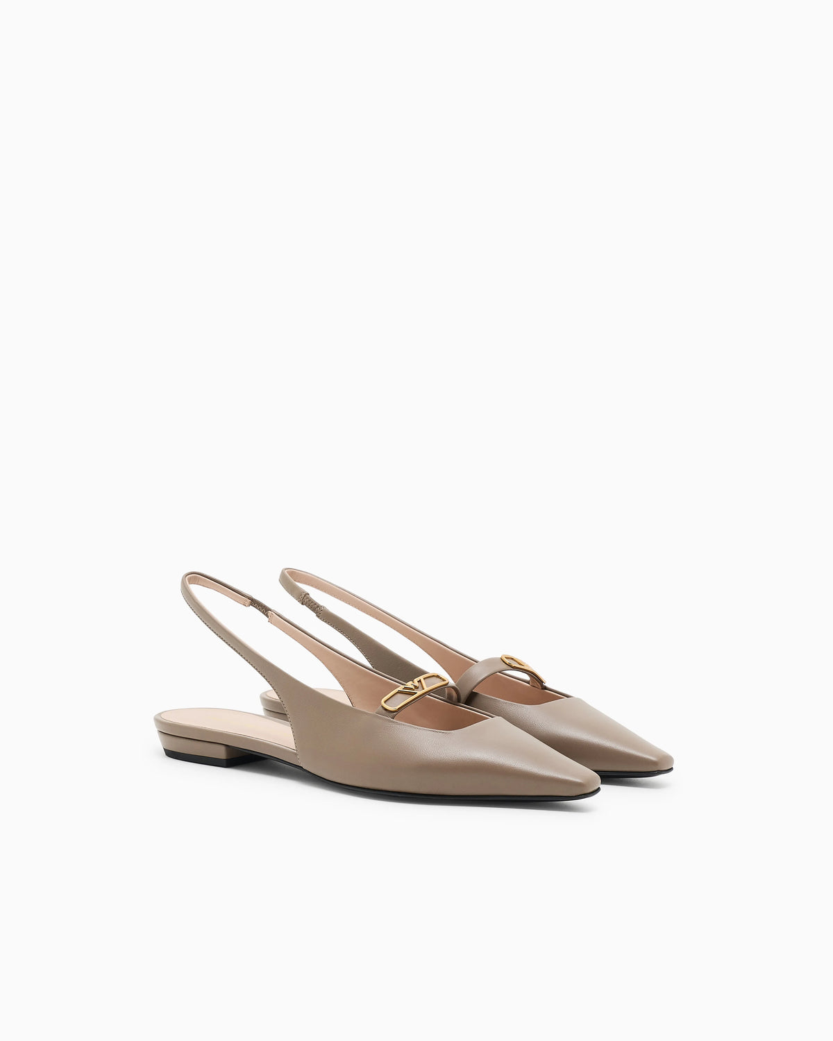 Nappa-leather slingback ballerinas with eagle plate