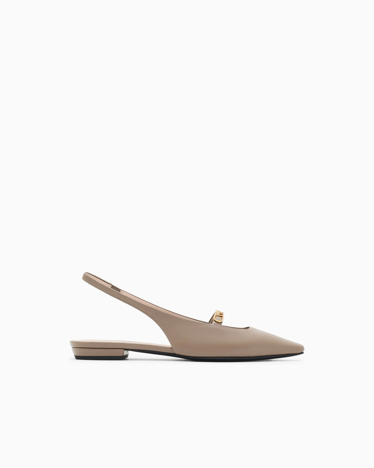 Nappa-leather slingback ballerinas with eagle plate