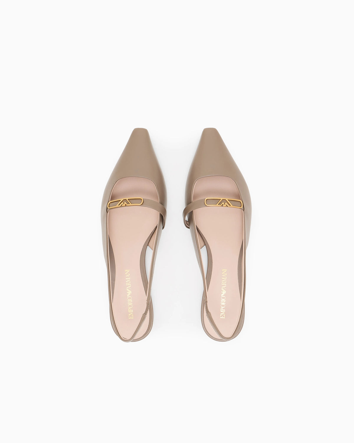 Nappa-leather slingback ballerinas with eagle plate