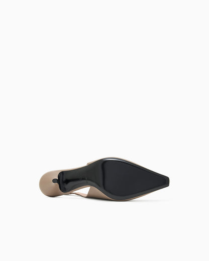 Nappa-leather slingback court shoes with eagle plate
