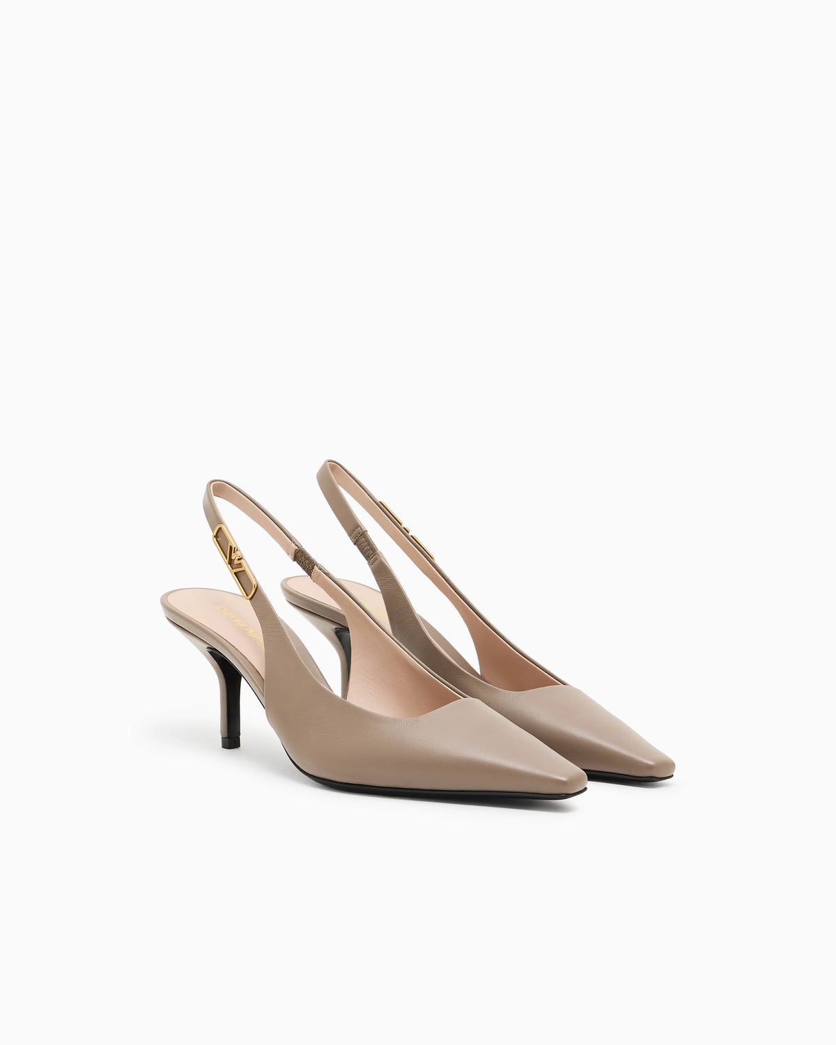 Nappa-leather slingback court shoes with eagle plate