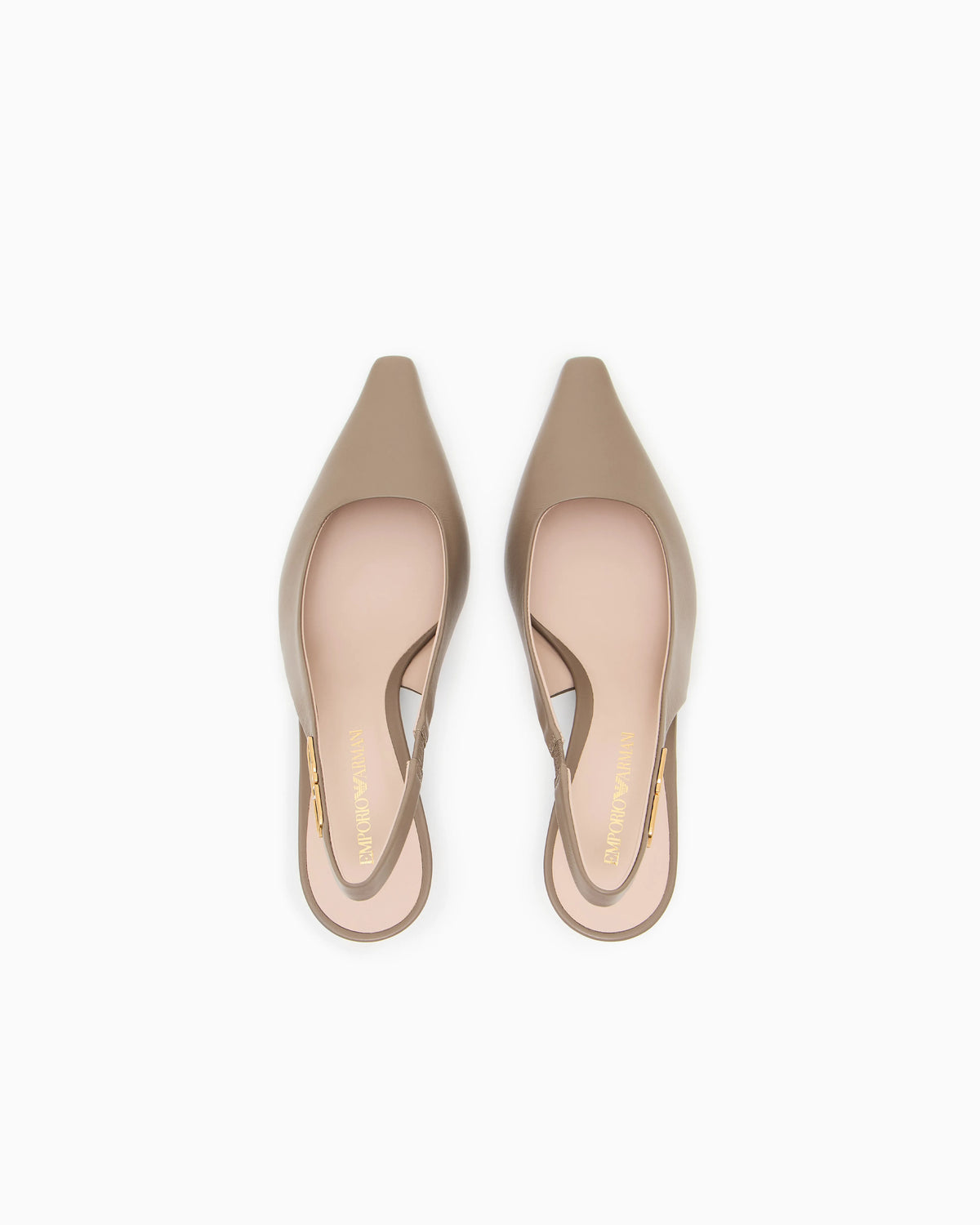 Nappa-leather slingback court shoes with eagle plate