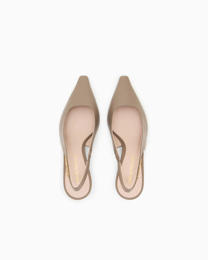 Nappa-leather slingback court shoes with eagle plate