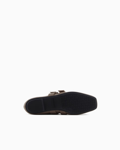 Nappa-leather square-toed ballerinas with double strap