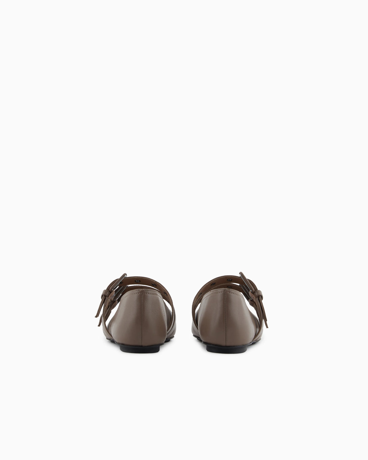 Nappa-leather square-toed ballerinas with double strap