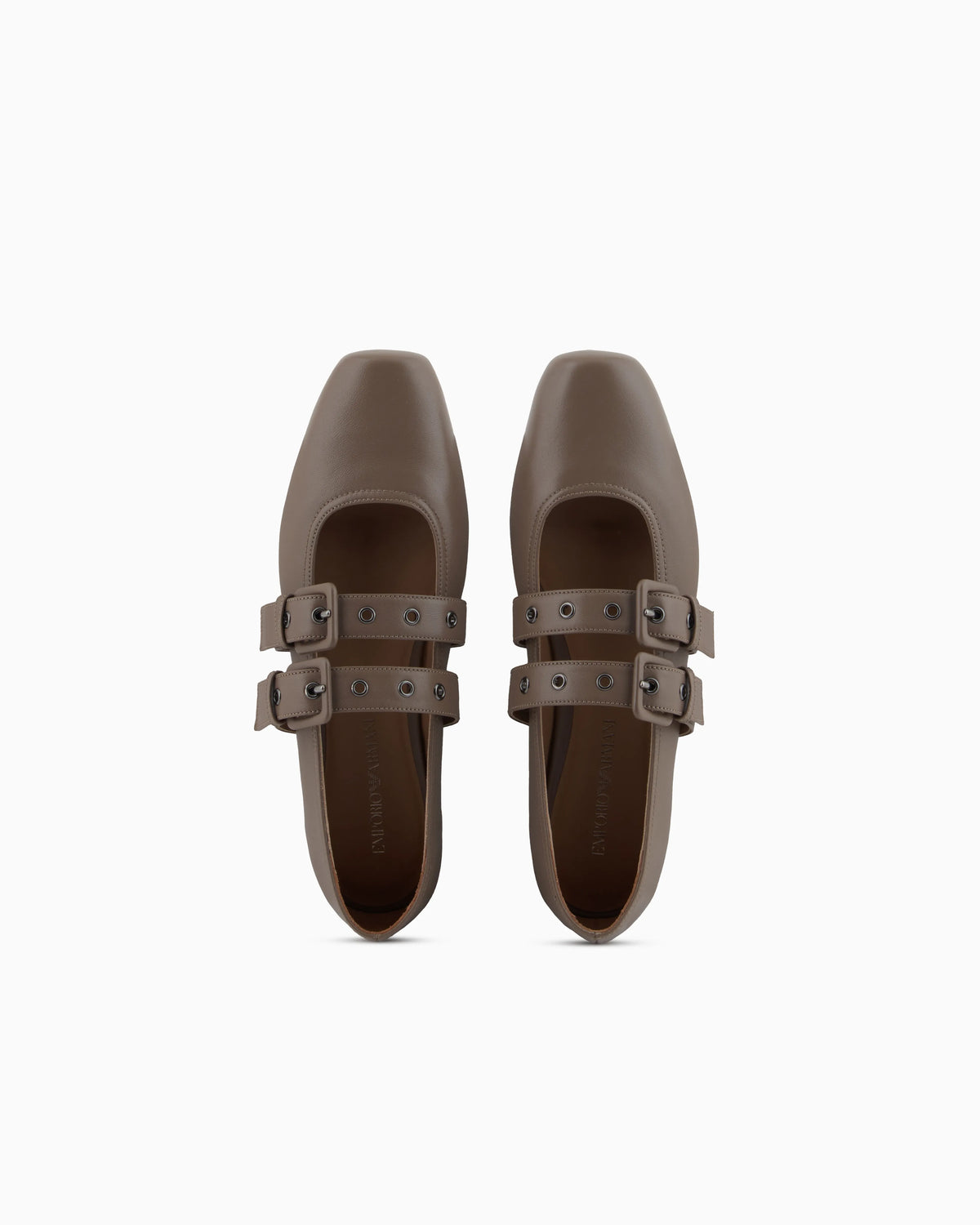 Nappa-leather square-toed ballerinas with double strap