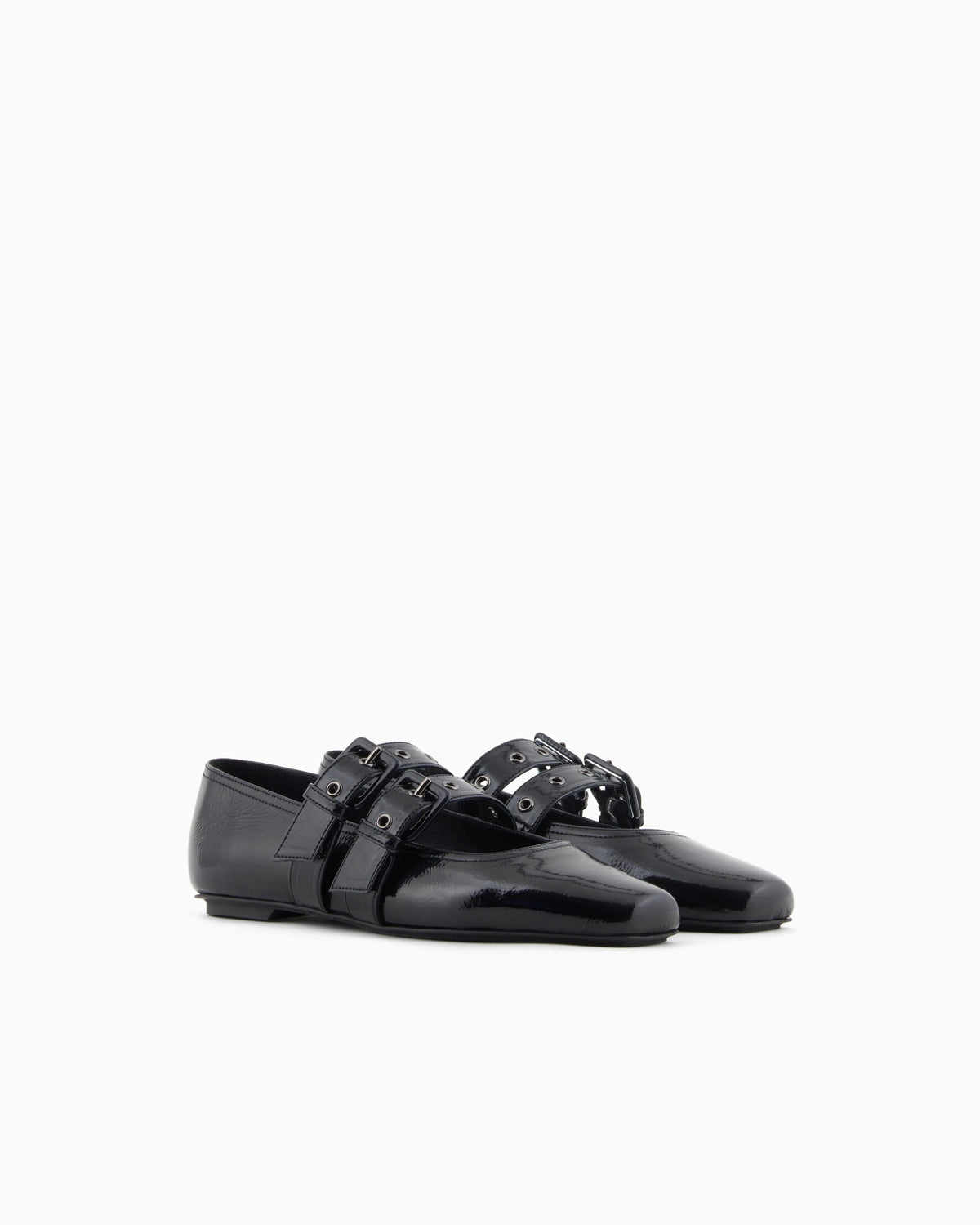 Patent leather ballerinas with double strap