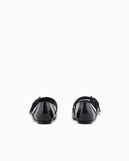 Patent leather ballerinas with double strap