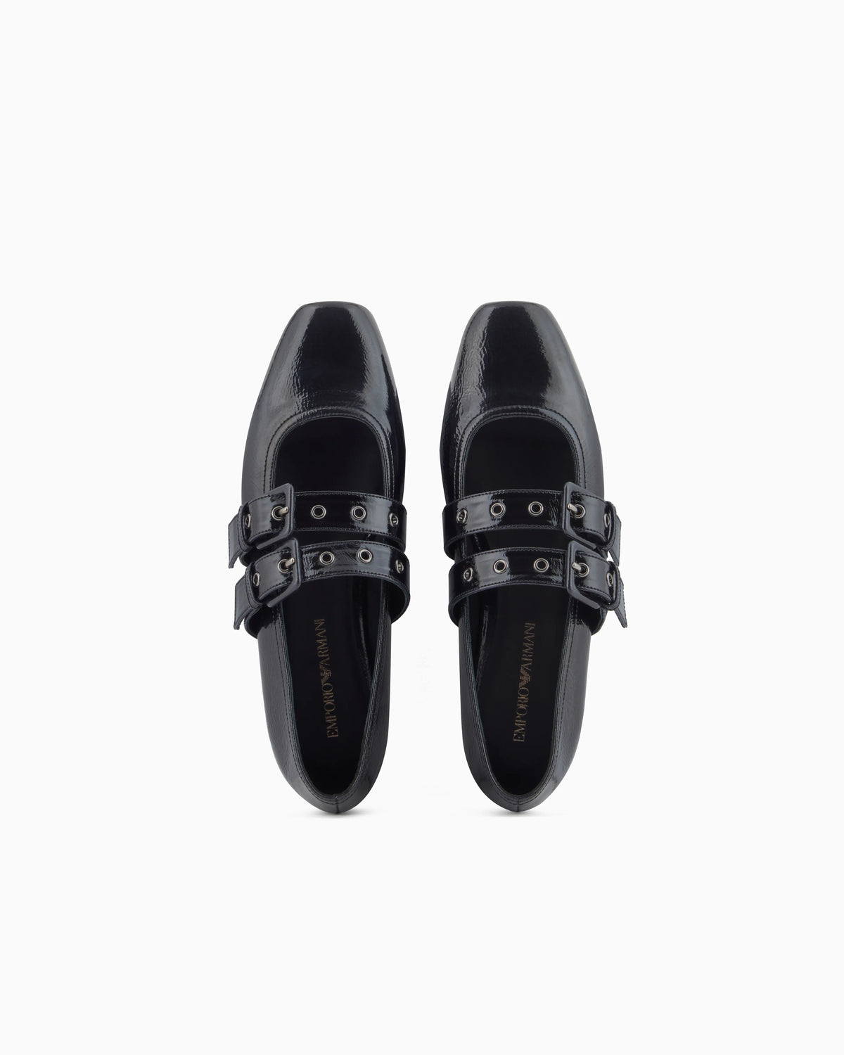 Patent leather ballerinas with double strap