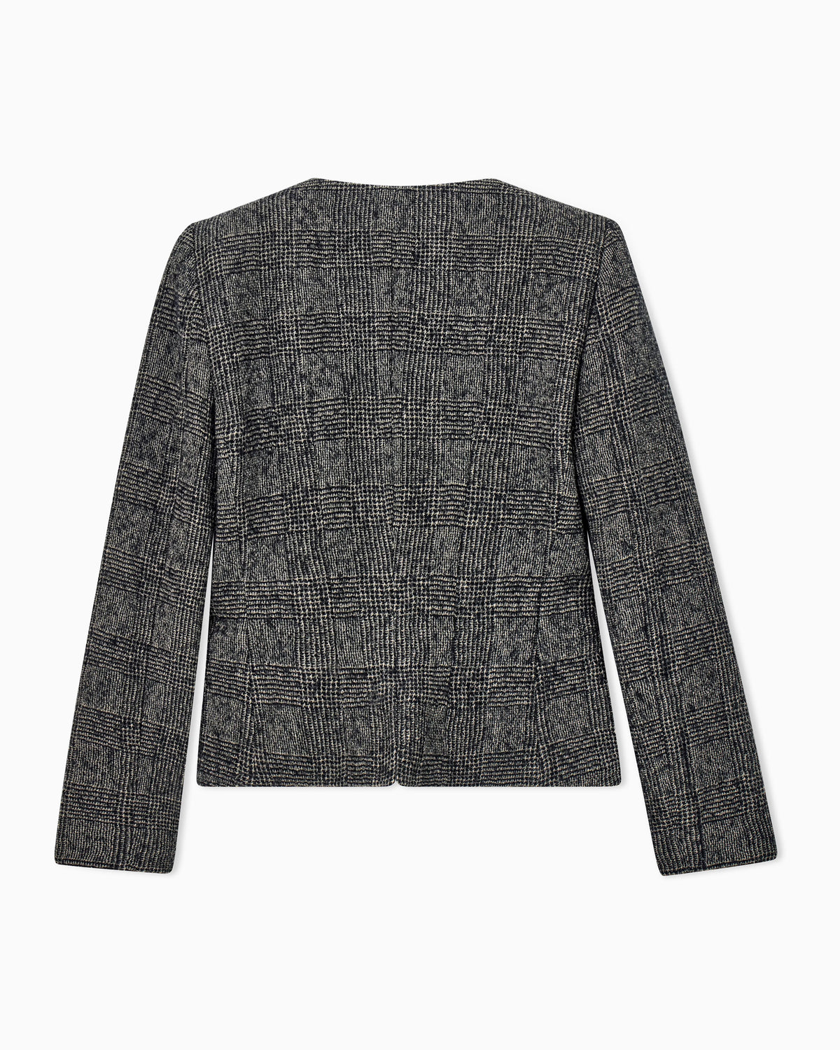 Blazer in checked washed wool with asymmetric closure