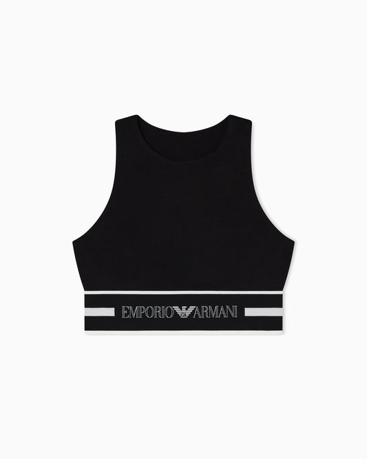 organic jersey crop top with logo band