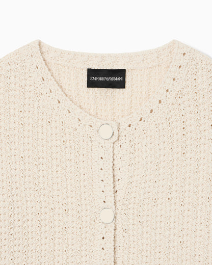 Check-effect knit jacket