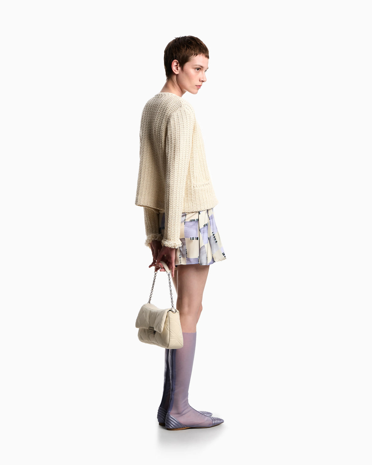 Check-effect knit jacket