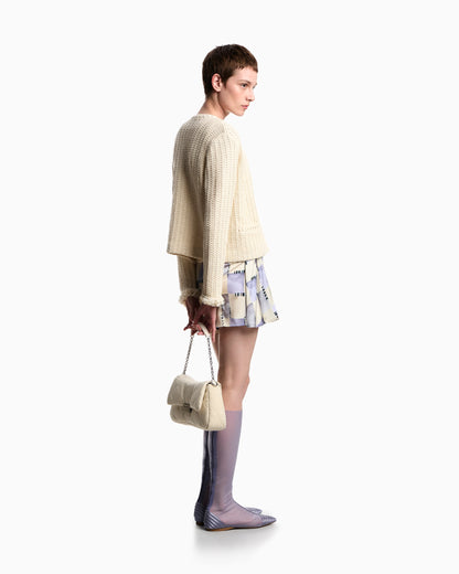 Check-effect knit jacket
