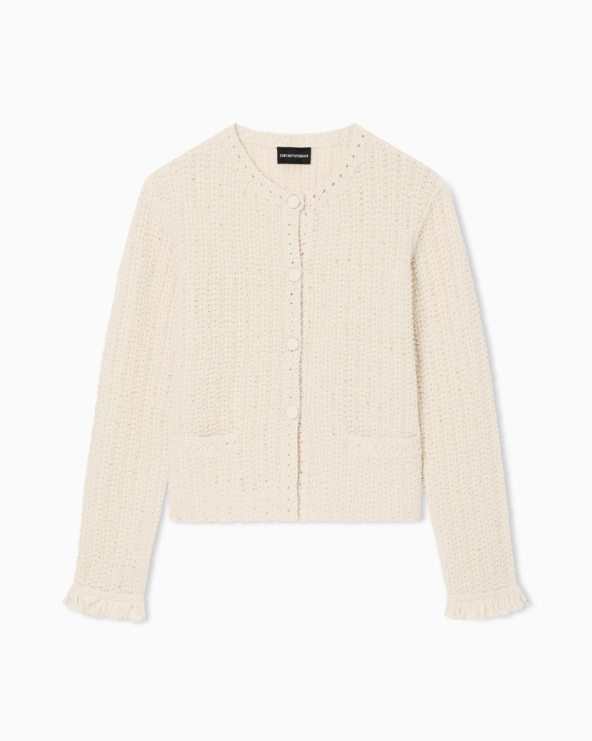 Check-effect knit jacket