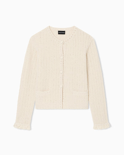 Check-effect knit jacket