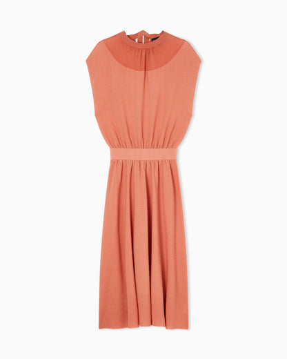 Link-stitch Lyocell-blend dress with yoke