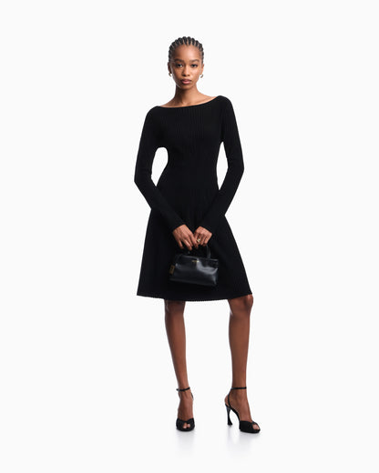 Flared rib-knit dress