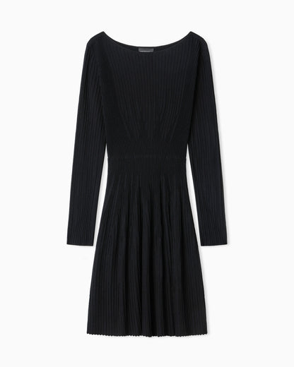 Flared rib-knit dress
