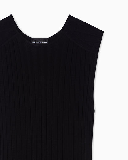 ribbed-knit dress with pleated detail