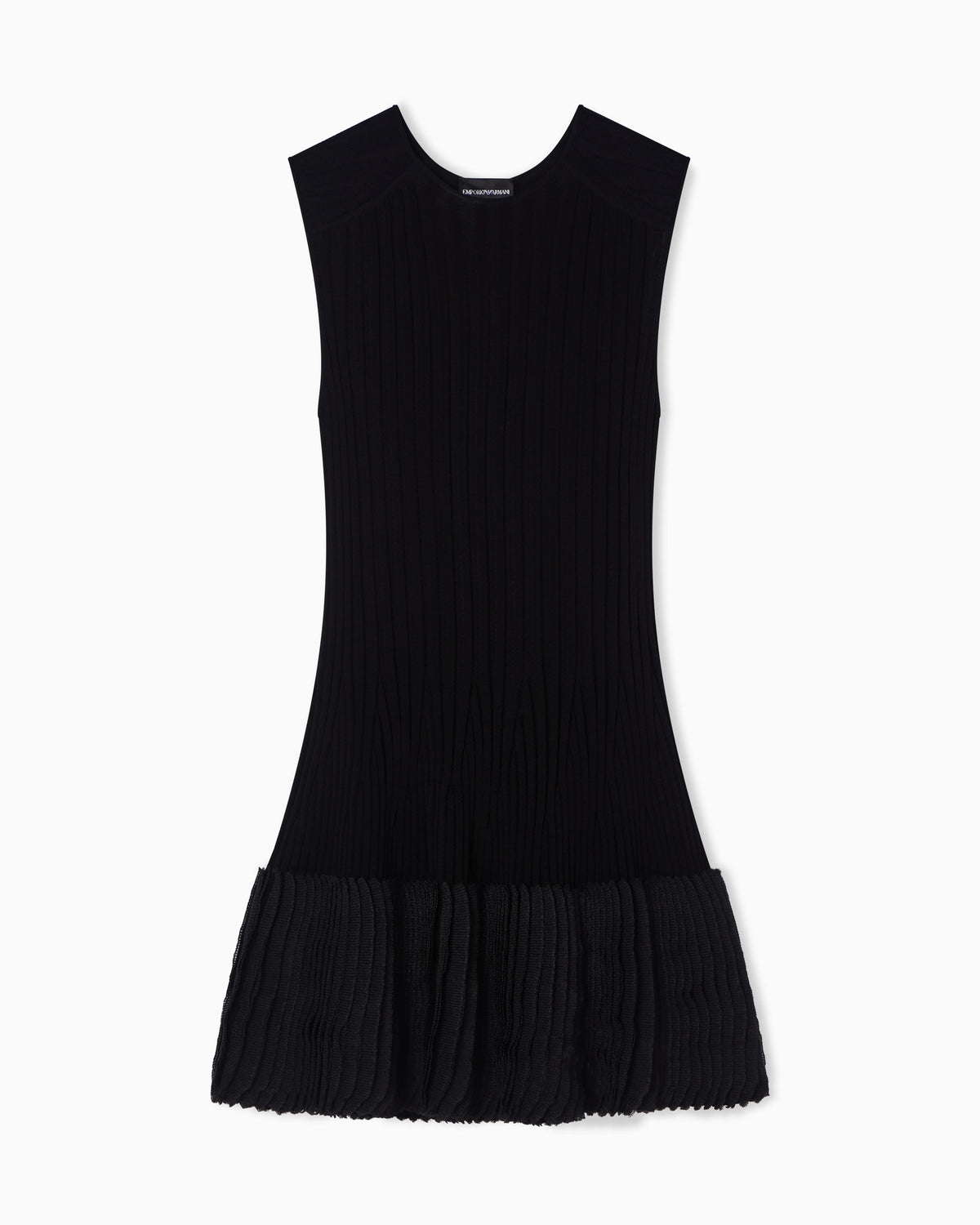 ribbed-knit dress with pleated detail