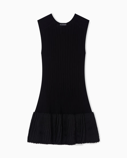 ribbed-knit dress with pleated detail