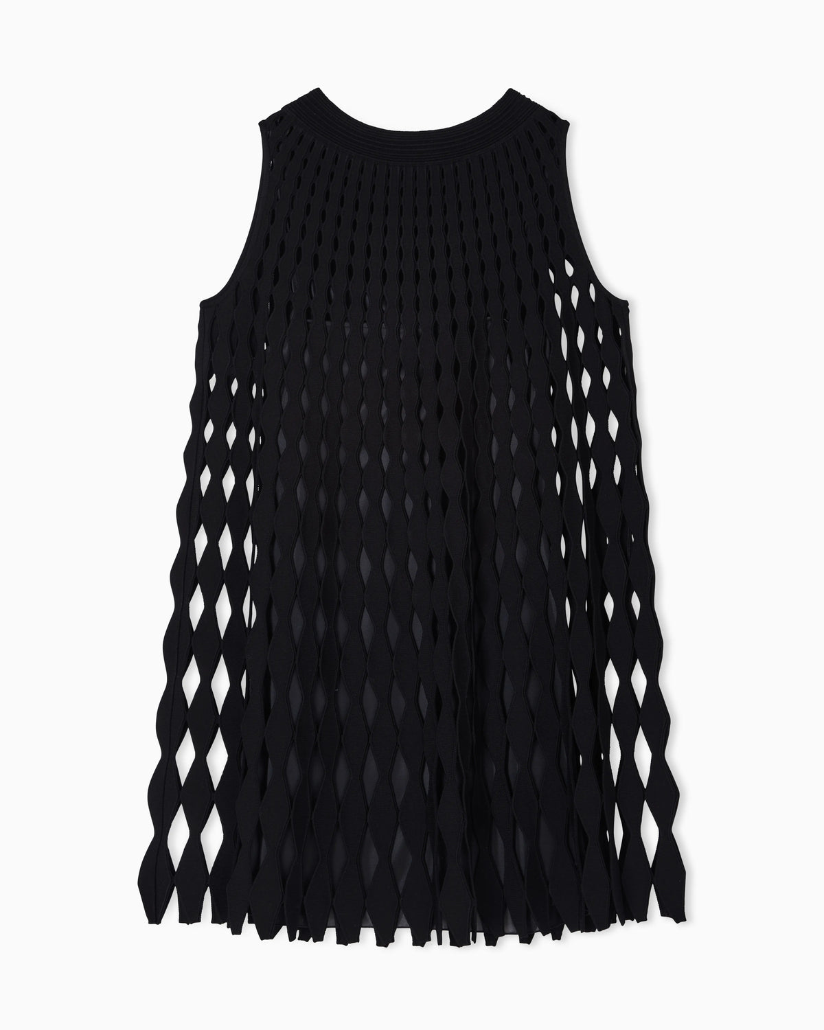 diamond-patterned openwork-knit dress