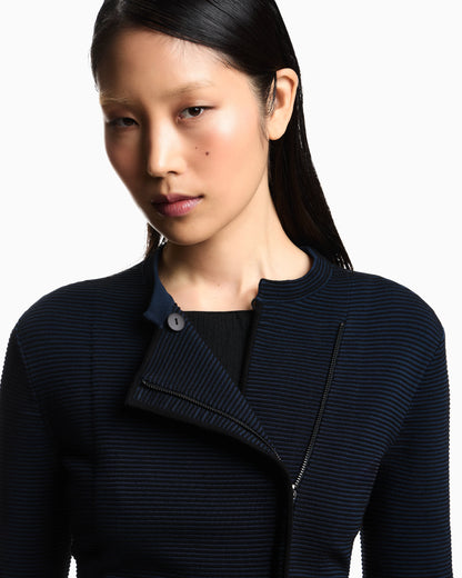 ottoman fabric jacket with off-centre closure