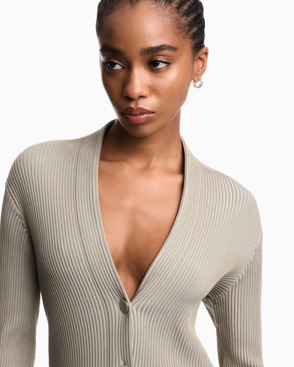Knit cardigan with a ribbed effect