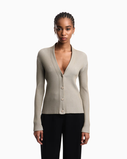 Knit cardigan with a ribbed effect
