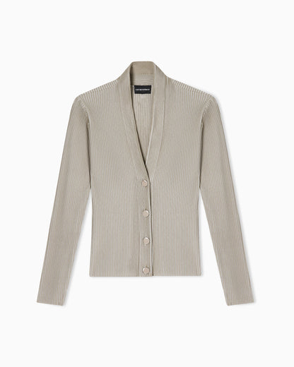 Knit cardigan with a ribbed effect