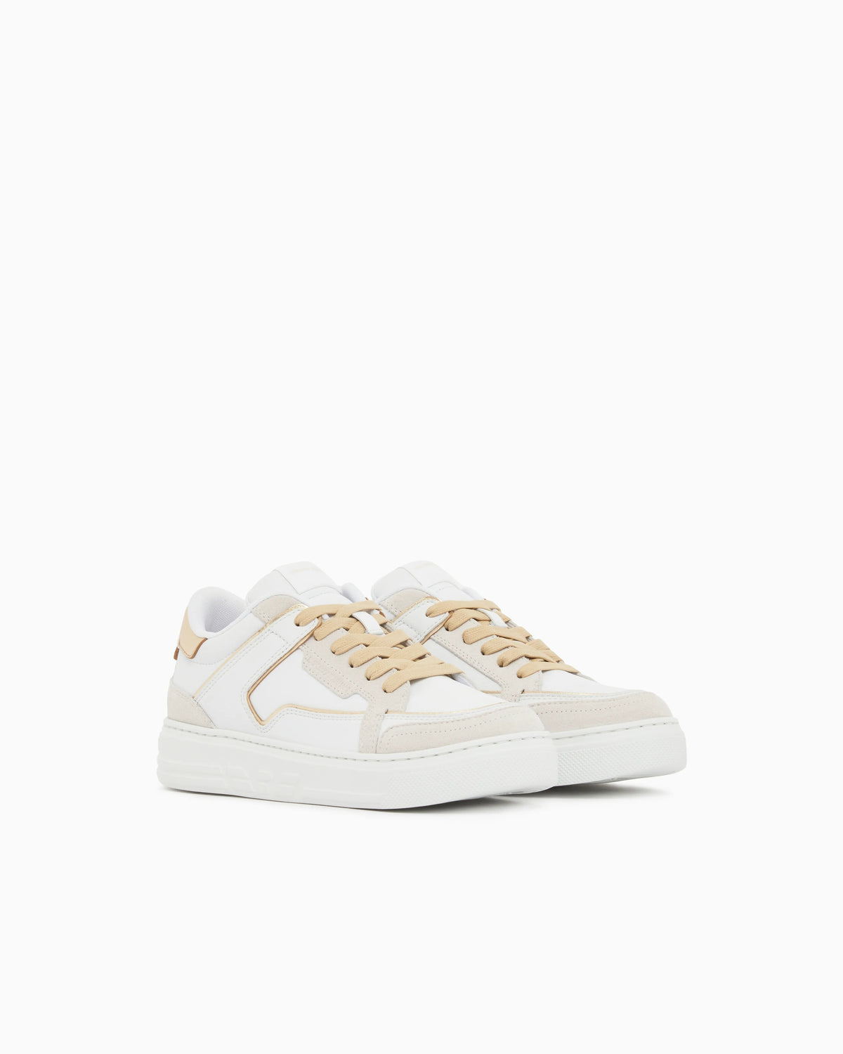 Leather sneakers with gold-coloured details