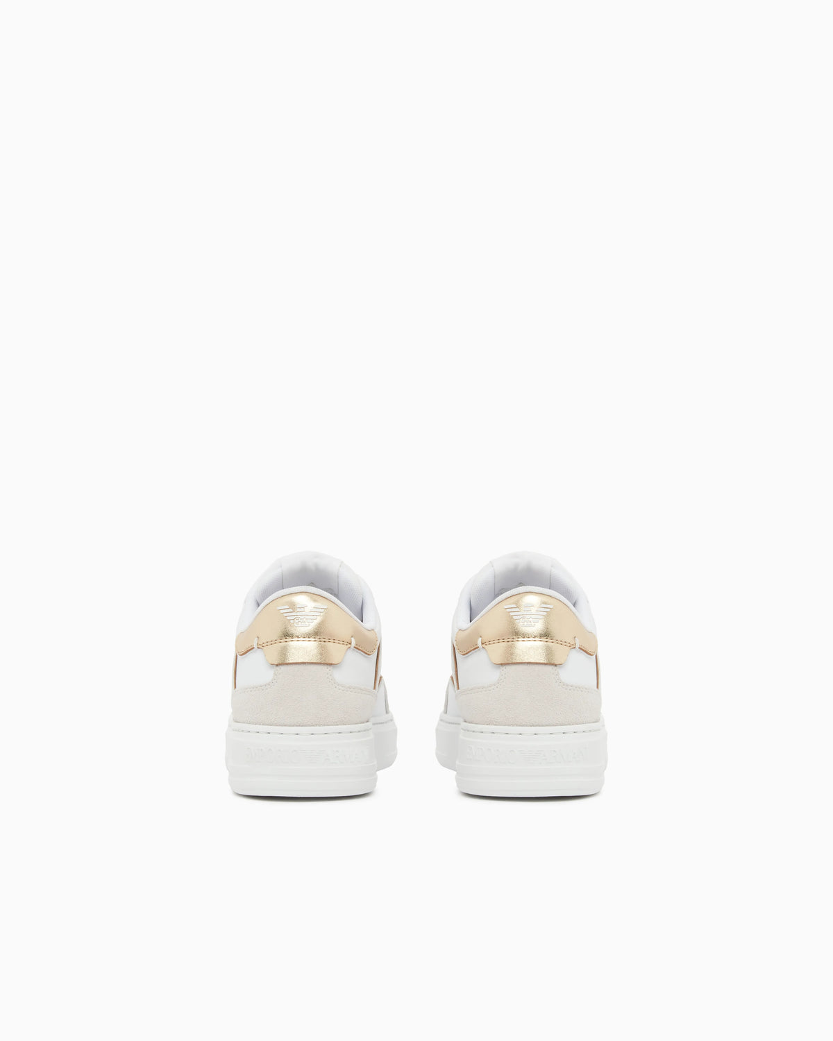 Leather sneakers with gold-coloured details
