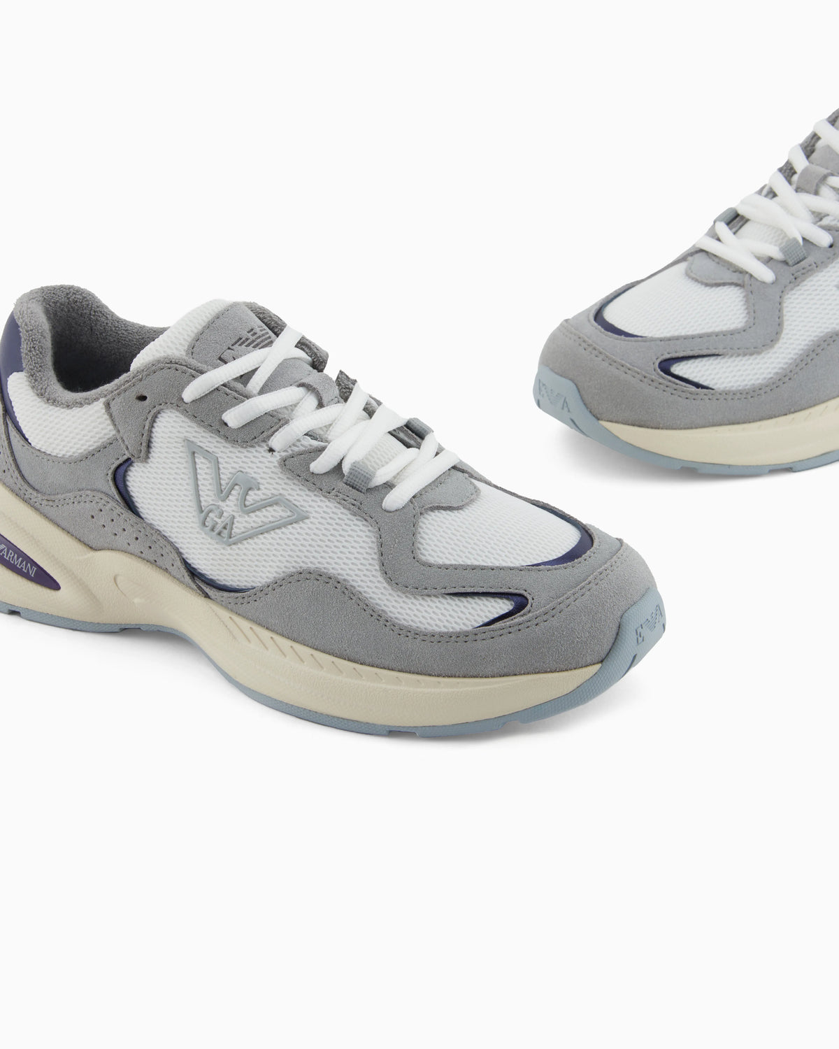 Mesh sneakers with suede details and an eagle logo
