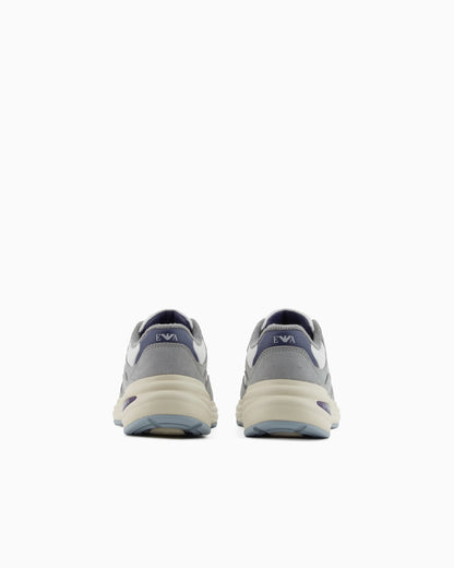 Mesh sneakers with suede details and an eagle logo