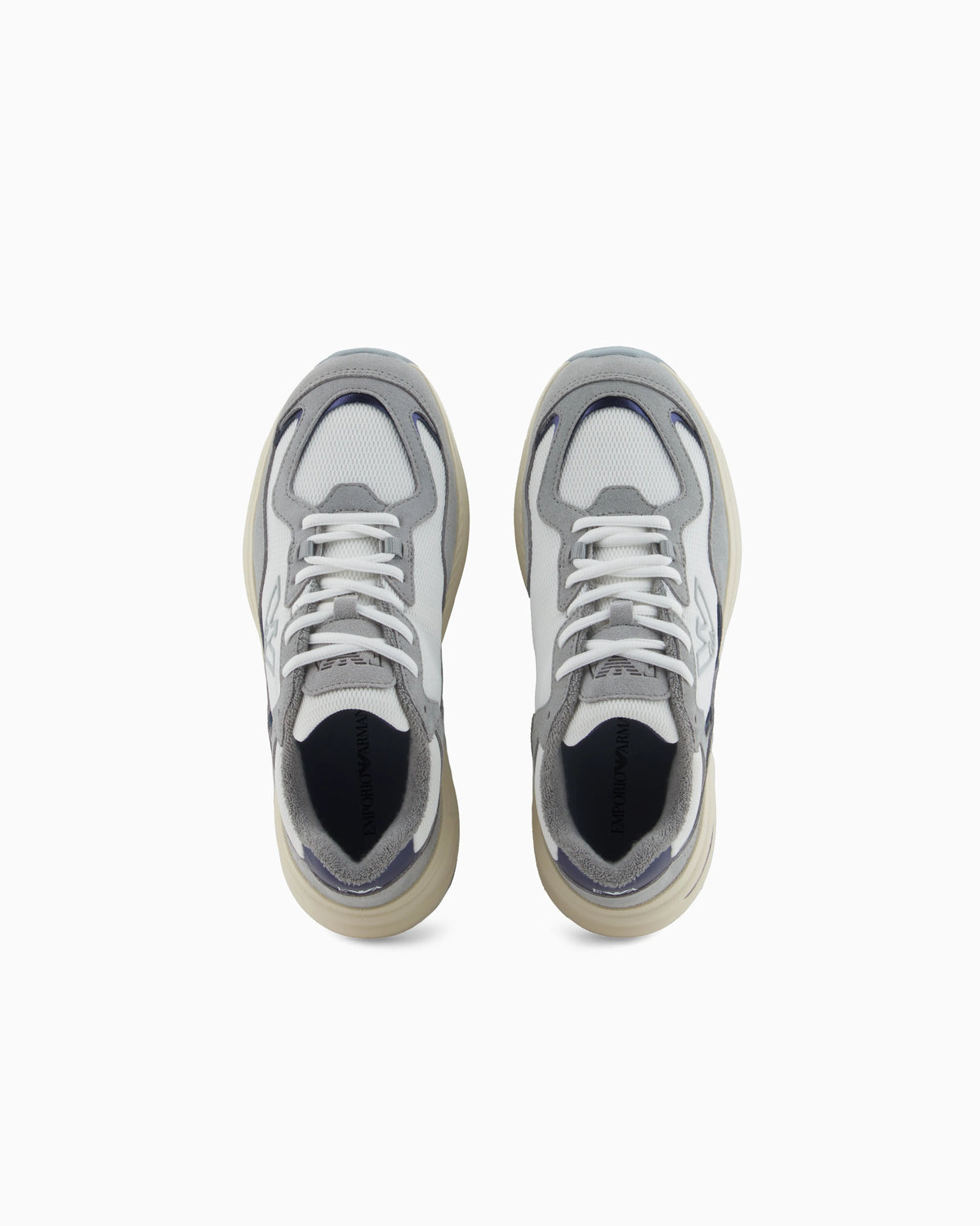 Mesh sneakers with suede details and an eagle logo