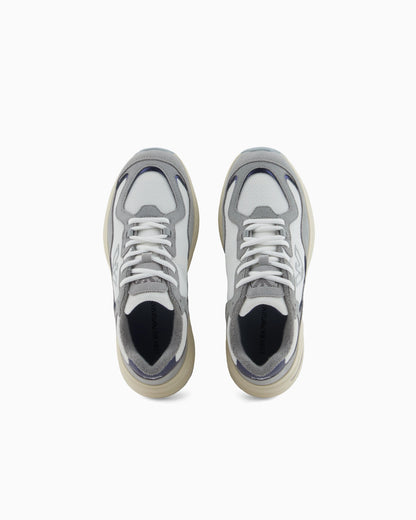 Mesh sneakers with suede details and an eagle logo