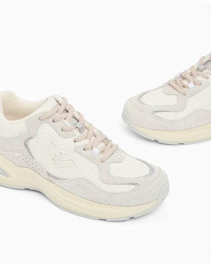 Raffia and suede sneakers