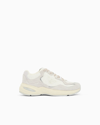Raffia and suede sneakers