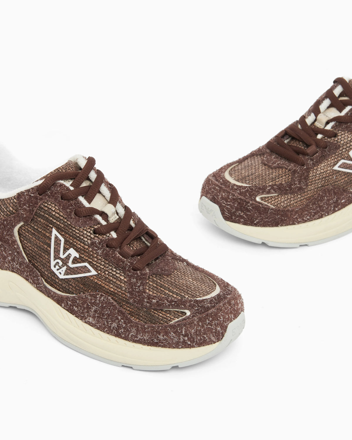 Raffia and suede sneakers