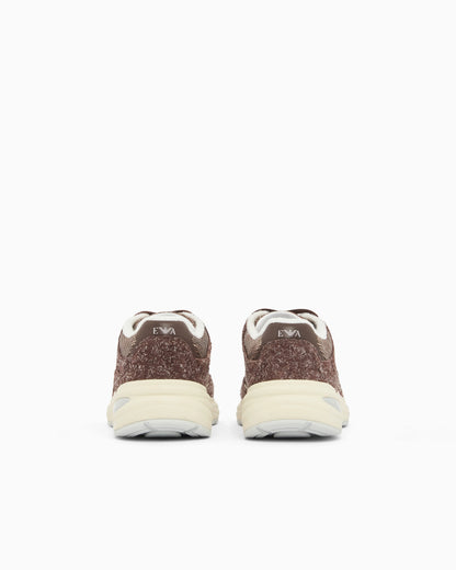 Raffia and suede sneakers