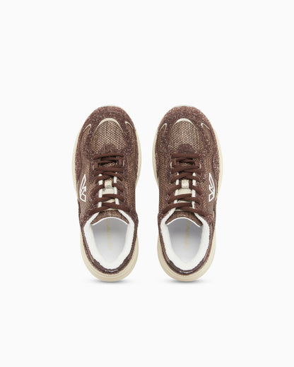 Raffia and suede sneakers