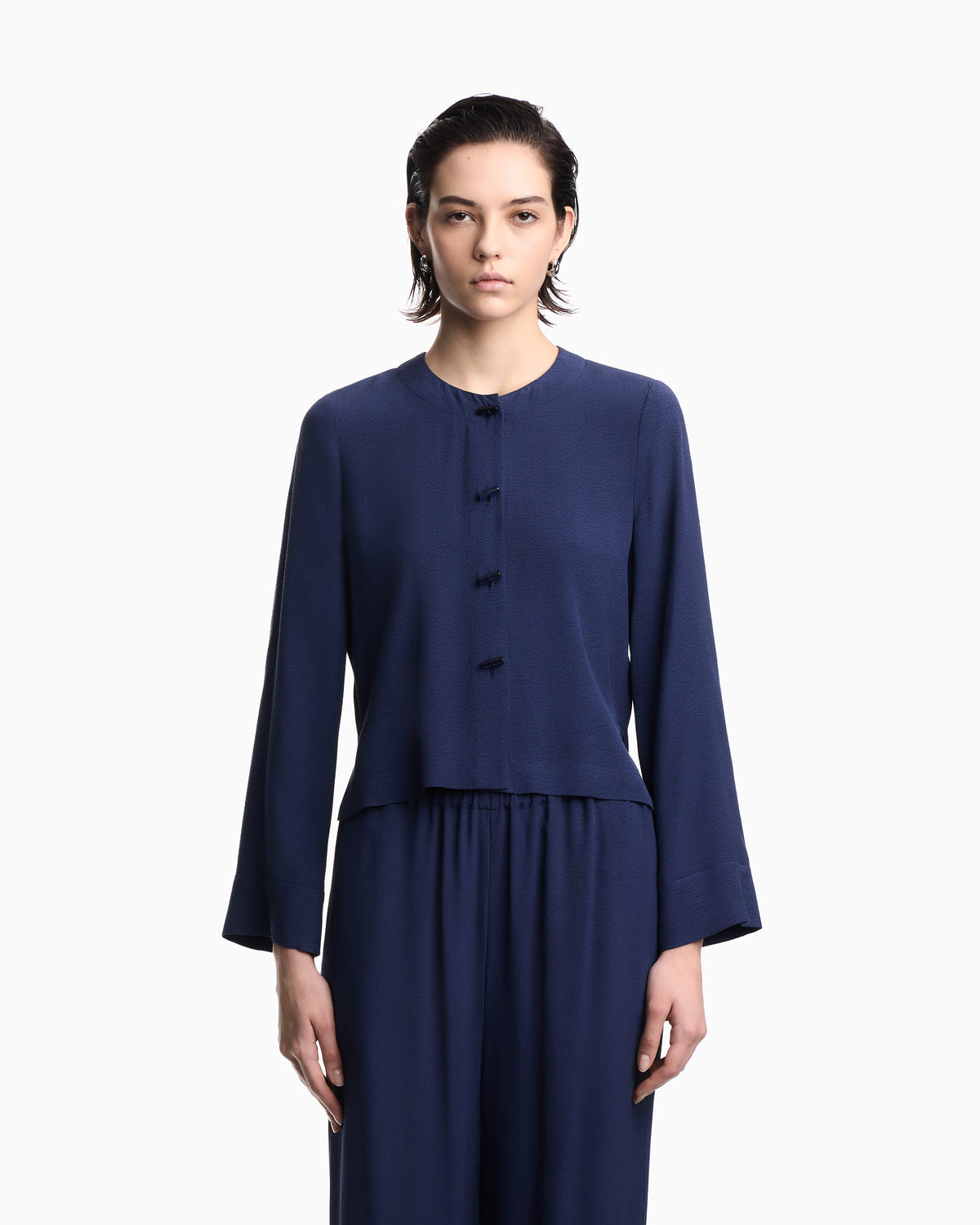micro leopard spot jacquard fluid fabric shirt